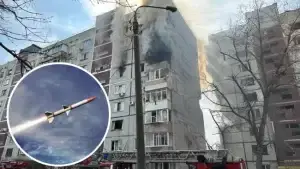 Пошкоджений російською ракетою запорізький будинок