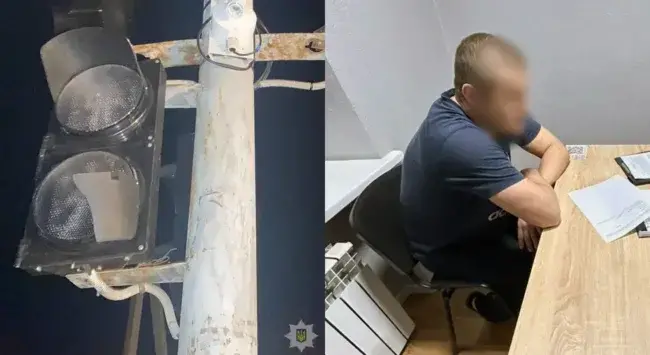 У Запоріжжі чоловік заліз на стовп, щоб вкрасти відеокамеру