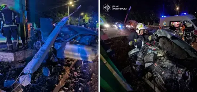 У Запоріжжі мотоцикл влетів під авто, водія вирізали рятувальники
