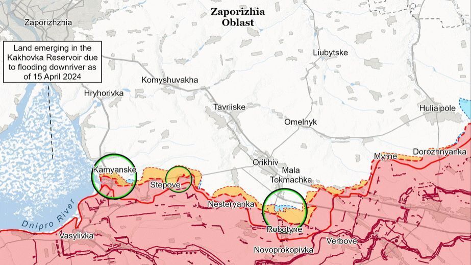 Карта бойових дій у Запорізькій області станом на 14 липня