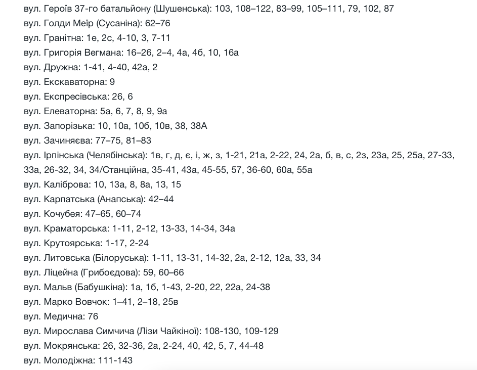 Де у Запоріжжі 22 липня не буде електроенергії