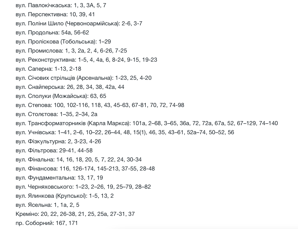 Де у Запоріжжі у понеділок 28 липня не буде електрики