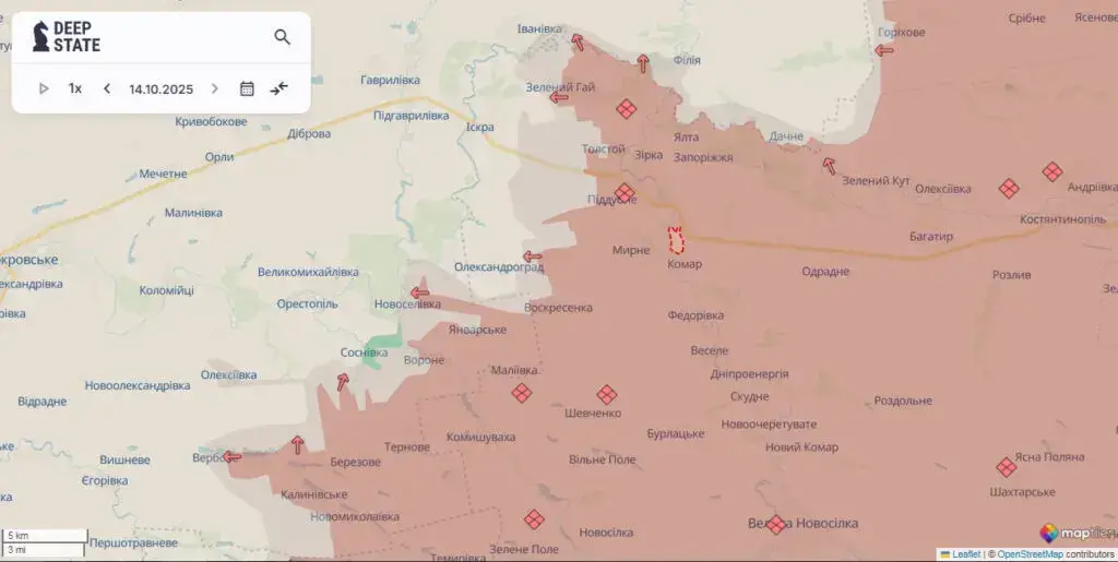 Карта DeepState 14 жовтня