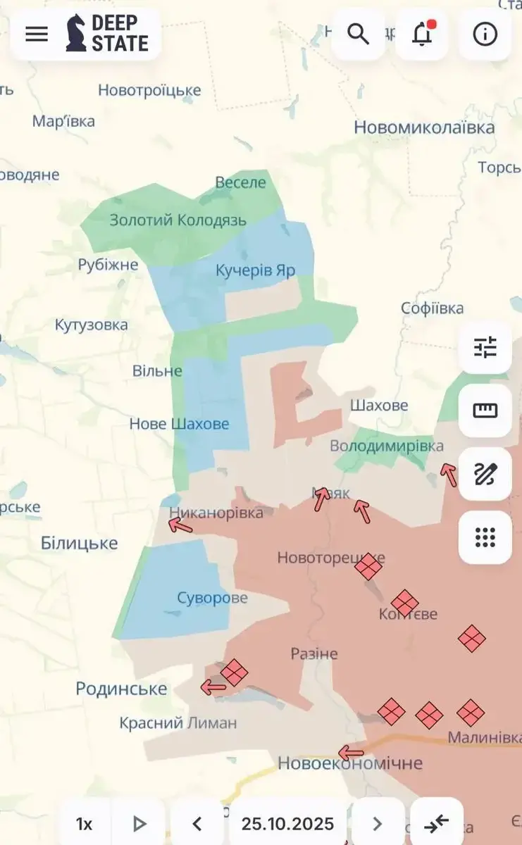 Карта DeepState, Запоріжжя 26 жовтня 2025