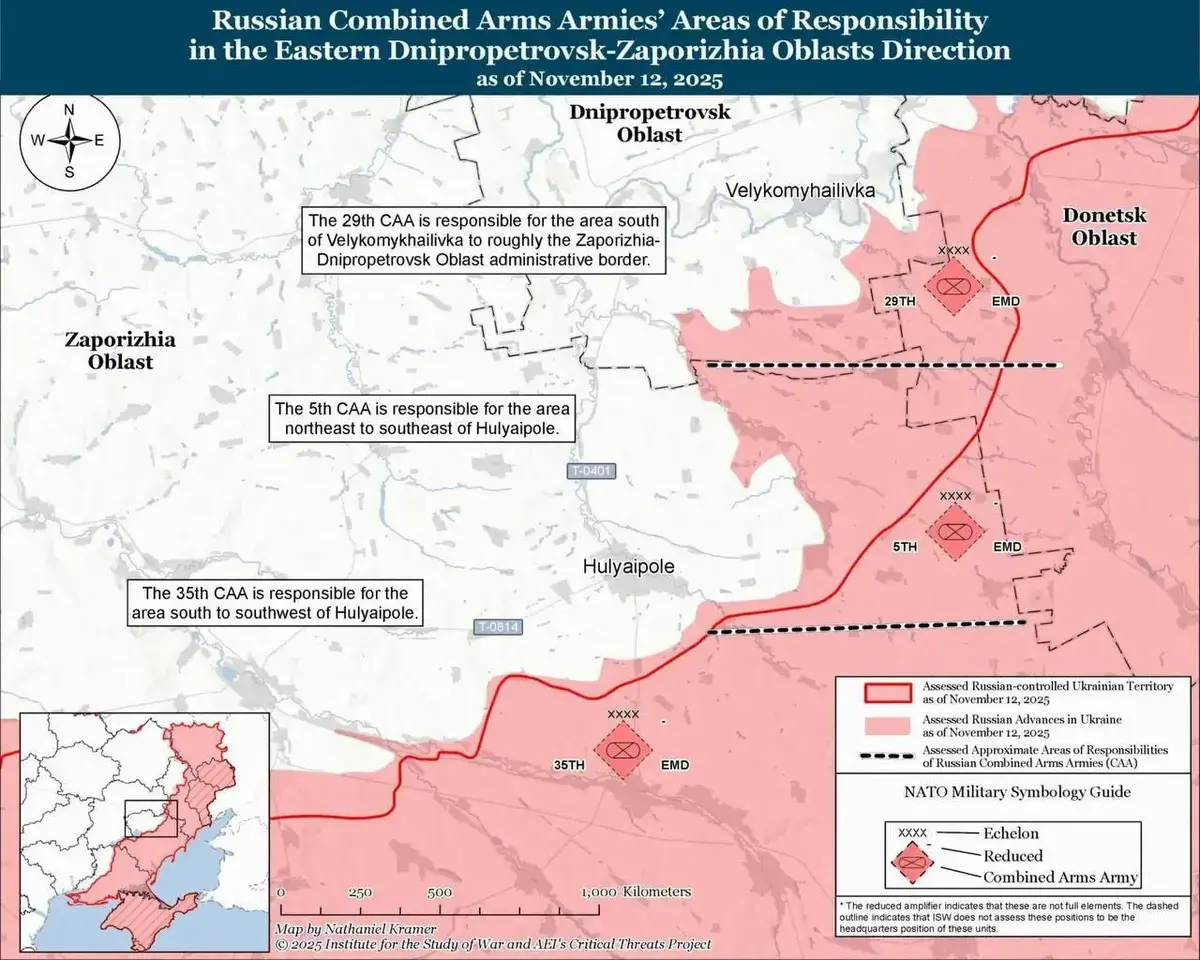 Карта ISW, Запорізький напрямок