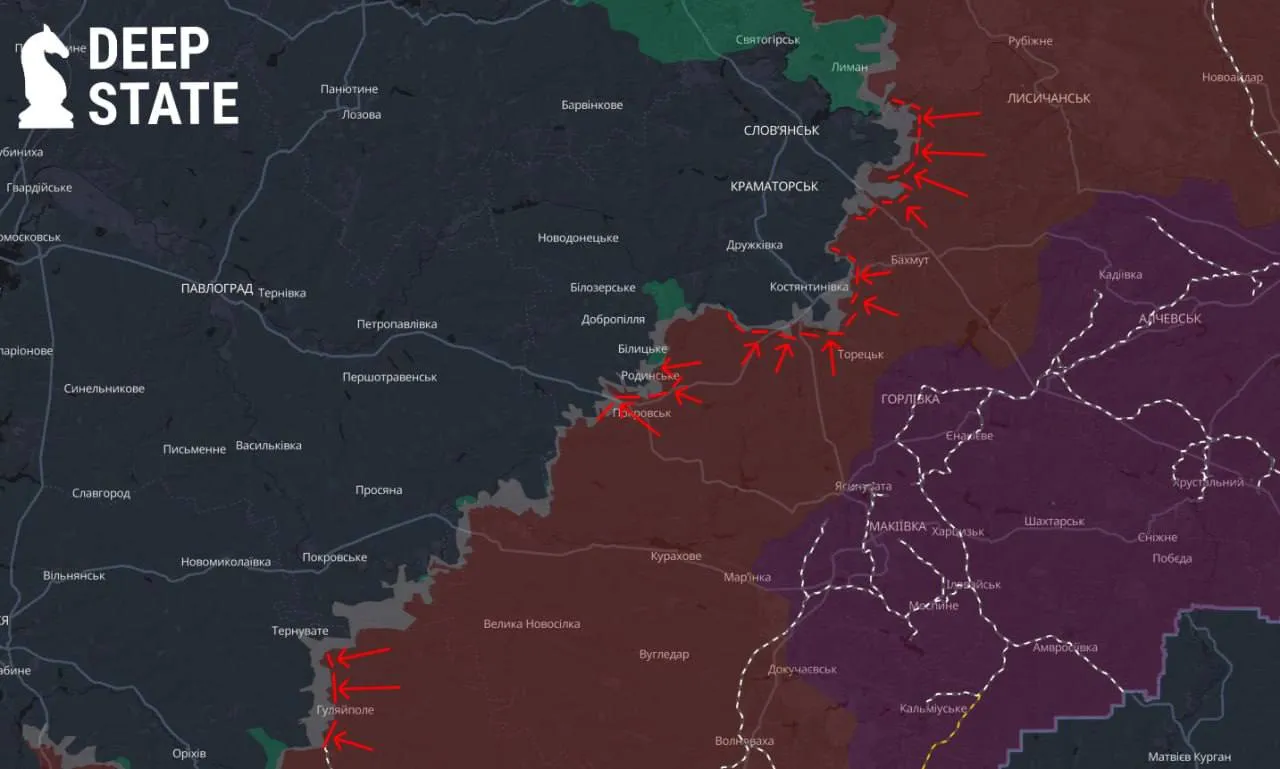 Аналітики DeepState повідомляють про перегрупування військ РФ та спроби просування на Запорізькому напрямку