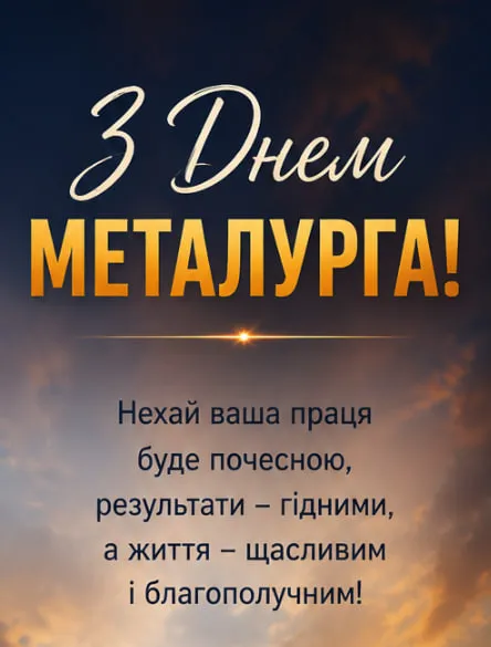 привітання з днем металурга 2026