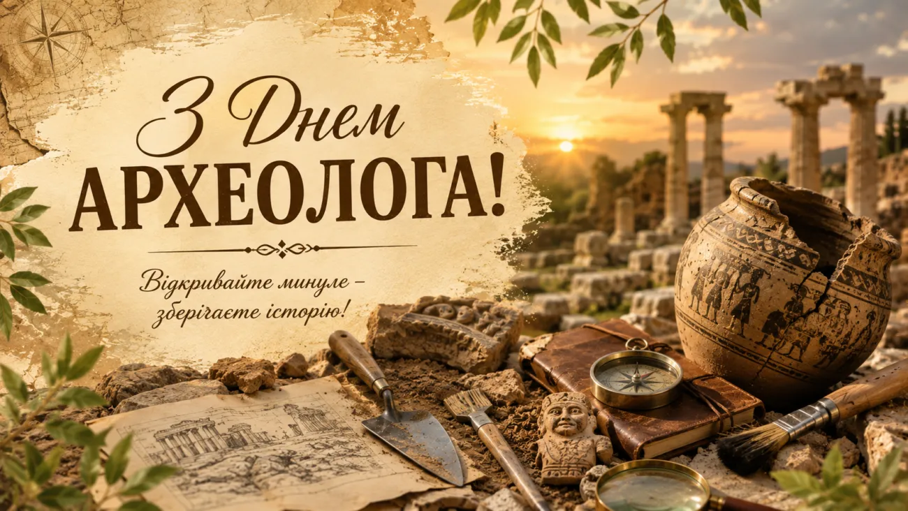 Красива картинка з Днем археолога українською мовою